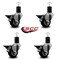 Service Caster 3'' Black Poly Swivel 1-3/4'' Expanding Stem Caster Set with Brake, 4PK SCC-EX20S314-PPUB-BLK-PLB-134-4 - alternate 4